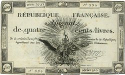 400 Livres Grand numéro FRANCE  1792 Ass.38a TB+