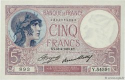 5 Francs FEMME CASQUÉE FRANCIA  1933 F.03.17 SC+