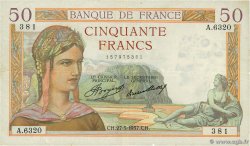 50 Francs CÉRÈS FRANCE  1937 F.17.39 VF-