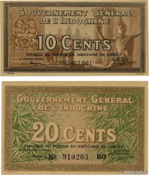 10 et 20 Cents Lot INDOCHINE FRANÇAISE  1939 P.085e et P.06d