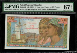 10 NF sur 500 Francs Pointe à Pitre SAINT PIERRE AND MIQUELON  1964 P.33 UNC