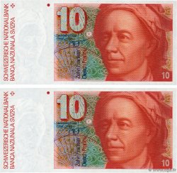 10 Francs Consécutifs SUISSE  1991 P.53j