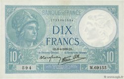 10 Francs MINERVE modifié FRANCIA  1939 F.07.02 q.FDC