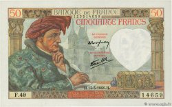 50 Francs JACQUES CŒUR FRANCE  1941 F.19.07 UNC-