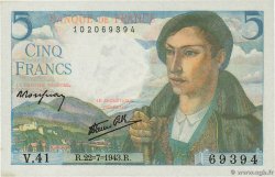 5 Francs BERGER FRANCE  1943 F.05.02 NEUF