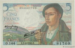 5 Francs BERGER FRANKREICH  1945 F.05.06