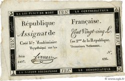 125 Livres FRANCE  1793 Ass.44a VF+