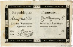 125 Livres FRANCE  1793 Ass.44a SUP