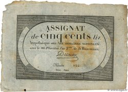 500 Livres  FRANKREICH  1794 Ass.47a