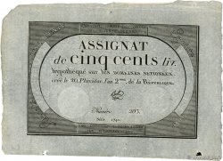 500 Livres  FRANKREICH  1794 Ass.47a VZ+