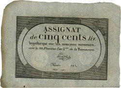 500 Livres  FRANCIA  1794 Ass.47a q.AU