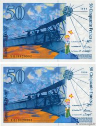 50 Francs SAINT-EXUPÉRY modifié Lot FRANCIA  1994 F.73.01b FDC