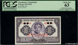 10 Francs Spécimen LUXEMBURG  1944 P.44s