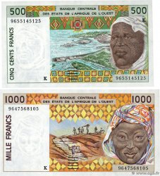500 et 1000 Francs Lot STATI AMERICANI AFRICANI  1996 P.710Kf et P.711Kf