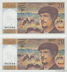 20 Francs DEBUSSY Consécutifs FRANCE  1987 F.66.08W19 UNC