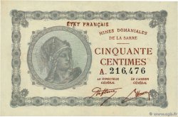 50 Centimes MINES DOMANIALES DE LA SARRE FRANCIA  1920 VF.50.01 AU+