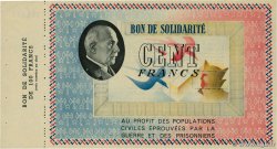 100 Francs BON DE SOLIDARITÉ FRANCE regionalism and various  1941 KL.10C