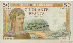 50 Francs CÉRÈS FRANCIA  1937 F.17.34 BC+