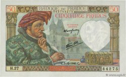50 Francs JACQUES CŒUR FRANCE  1940 F.19.04 XF