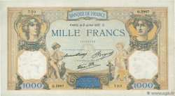 1000 Francs CÉRÈS ET MERCURE type modifié FRANKREICH  1937 F.38.01 fVZ