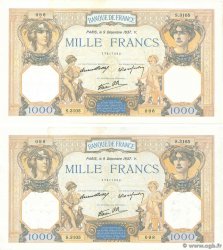 1000 Francs CÉRÈS ET MERCURE type modifié Consécutifs FRANCIA  1937 F.38.06 MBC
