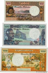 100, 500 et 1000 Francs Lot NOUVELLES HÉBRIDES  1980 P.18b , P.19c et P.20b pr.NEUF