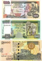 500, 1000, 2000 Rupees Lot SRI LANKA  2004 P.119b, P.120c et P.121a UNC-