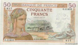 50 Francs CÉRÈS modifié FRANCE  1939 F.18.34