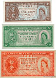 1, 5 et 10 Cents Lot HONG KONG  1961 P.325b P.326 et P.327 AU+