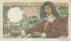 100 Francs DESCARTES Grand numéro FRANCE  1944 F.27.08