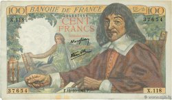 100 Francs DESCARTES Grand numéro FRANCE  1944 F.27.08