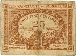 25 Centimes marron MONACO  1920 P.01a G