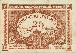 25 Centimes marron MONACO  1920 P.01a VF