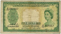 5 Dollars MALAYA y BRITISH BORNEO  1953 P.02a RC