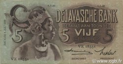 5 Gulden NIEDERLÄNDISCH-INDIEN  1939 P.078c fVZ