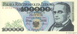 100000 Zlotych POLAND  1990 P.154a AU