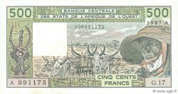 500 Francs WEST AFRIKANISCHE STAATEN  1987 P.106Ak fST+