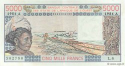 5000 Francs WEST AFRICAN STATES  1984 P.108Al AU
