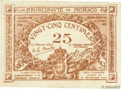 25 Centimes MONACO  1920 P.01a XF
