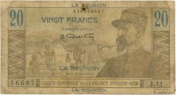 20 Francs Émile Gentil REUNION INSEL  1946 P.43a SGE