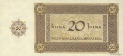 20 Kuna CROATIA  1944 P.09b UNC