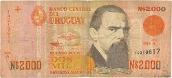 2000 Nuevos Pesos URUGUAY  1989 P.068a RC