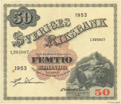 50 Kronor SUÈDE  1953 P.35af VF