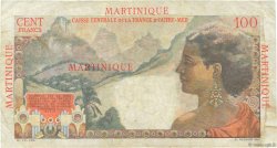 100 Francs La Bourdonnais MARTINIQUE  1946 P.31a BC+