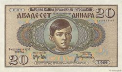 20 Dinara YUGOSLAVIA  1936 P.030 UNC