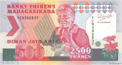 2500 Francs - 500 Ariary MADAGASCAR  1993 P.072Aa