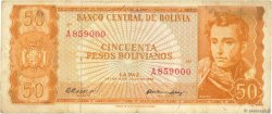 50 Pesos Bolivianos BOLIVIE  1962 P.156a TB