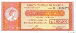 5 Bolivianos sur 5000000 Pesos Bolivianos BOLIVIA  1987 P.200a UNC