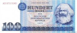 100 Mark GERMAN DEMOCRATIC REPUBLIC  1975 P.31a AU