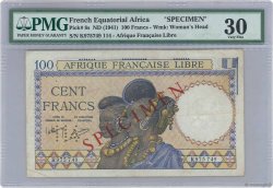100 Francs Spécimen AFRIQUE ÉQUATORIALE FRANÇAISE Brazzaville 1941 P.08s SS